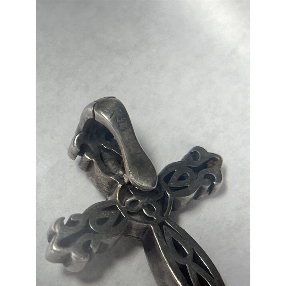 EFFY 18k And Sterling Silver Cross Crucifix Pendant Faux Pearl No Necklace RARE - Picture 8 of 12